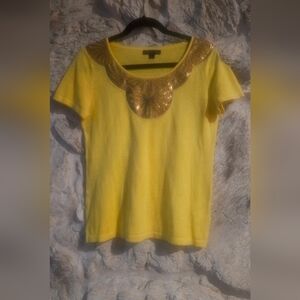 Banana Republic Yellow Tee with Gold Accents